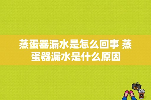 蒸蛋器漏水是怎么回事 蒸蛋器漏水是什么原因